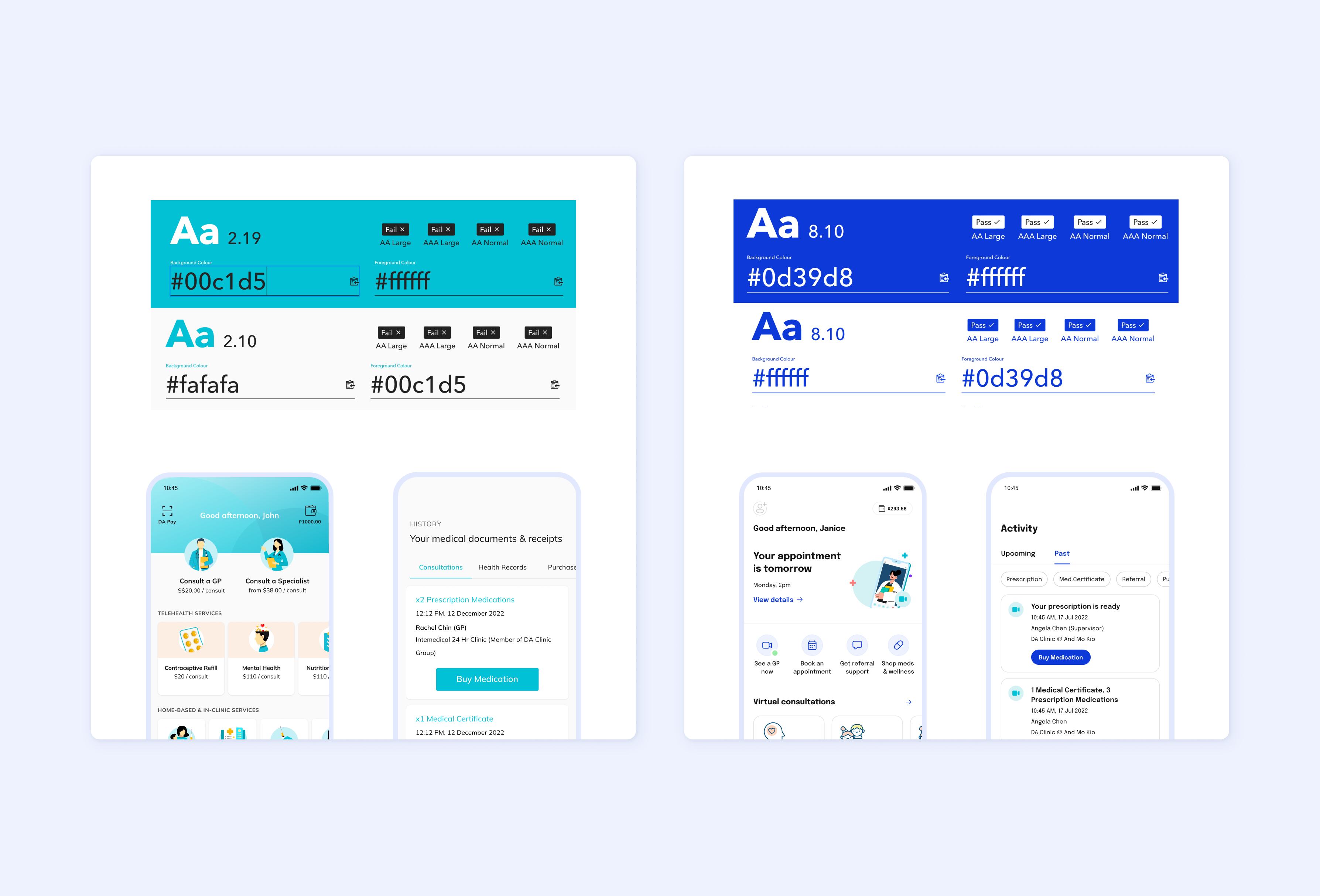 A before and after for DA’s redesigned app