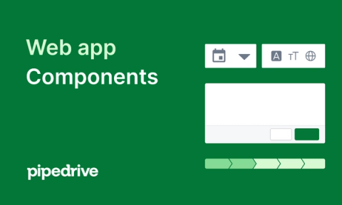 Pipedrive's web app components displayed in bold green, promoting a clean and straightforward design for efficient CRM usage.