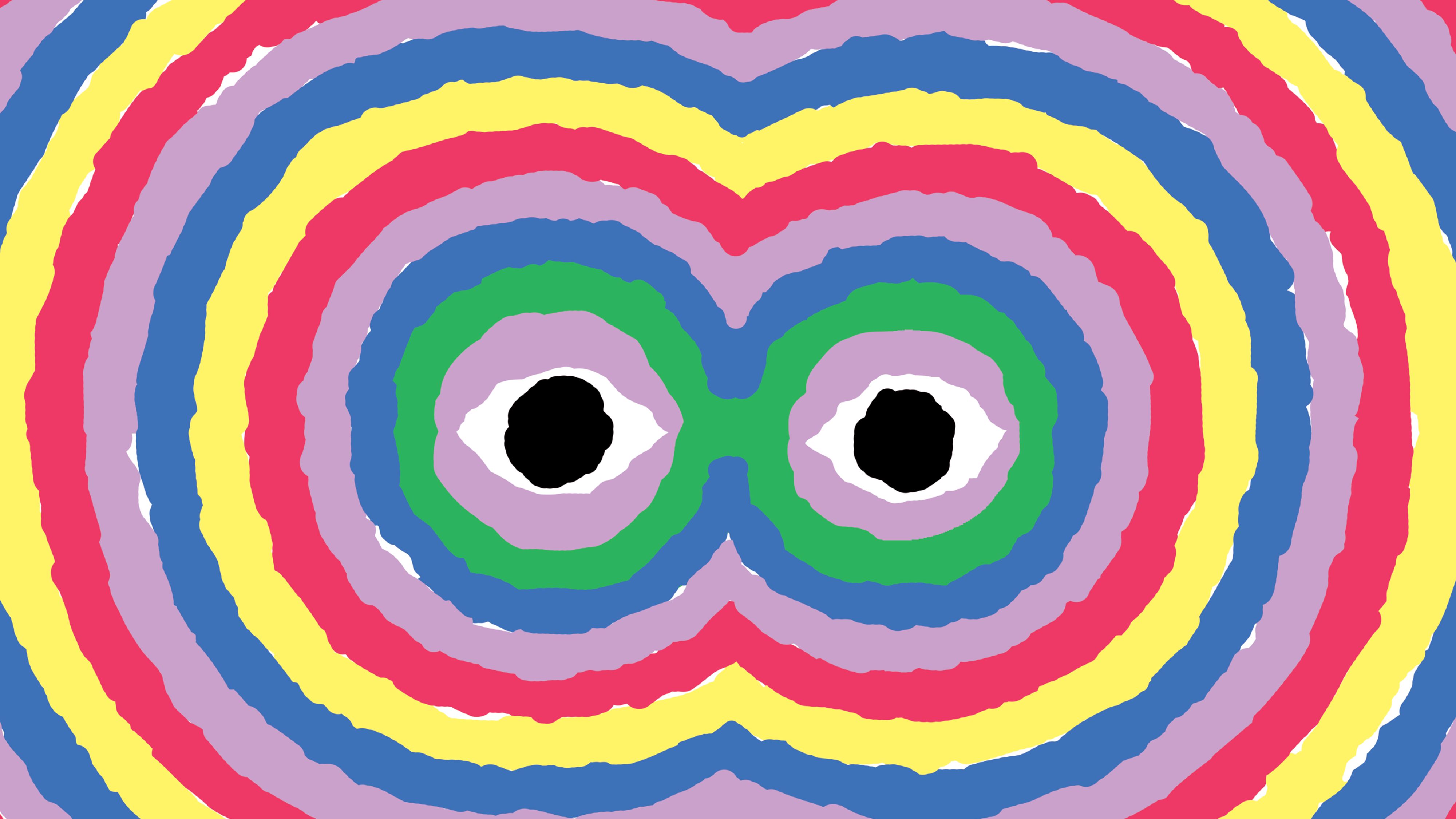 Illustration of colored lines radiating from eyes