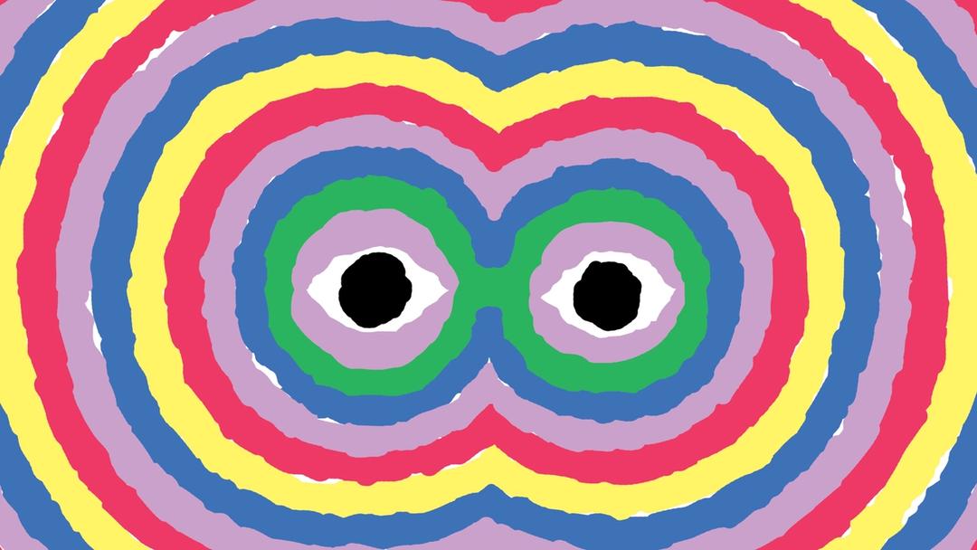Illustration of colored lines radiating from eyes