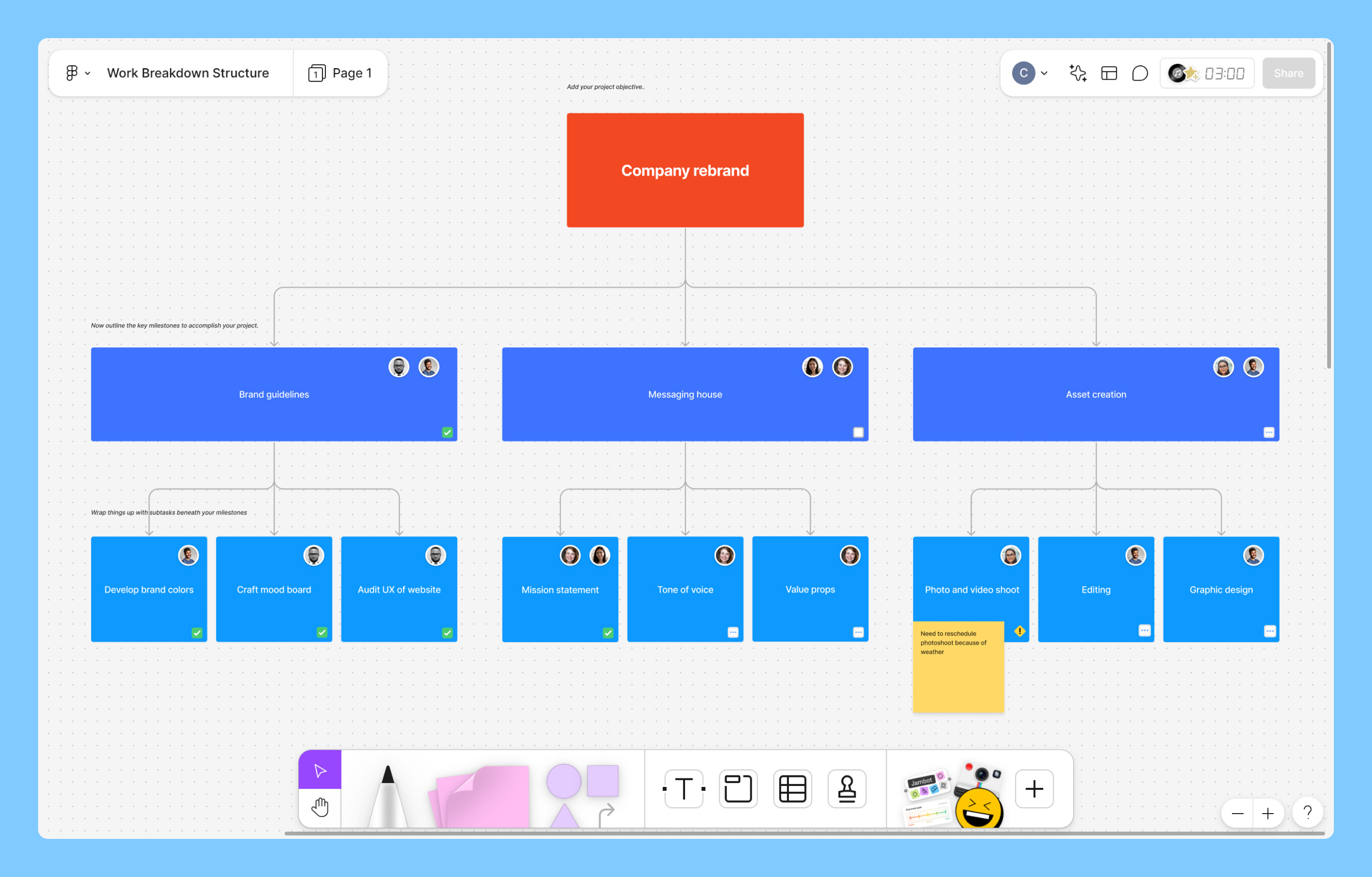 Screenshot showing the first step of the critical path method.