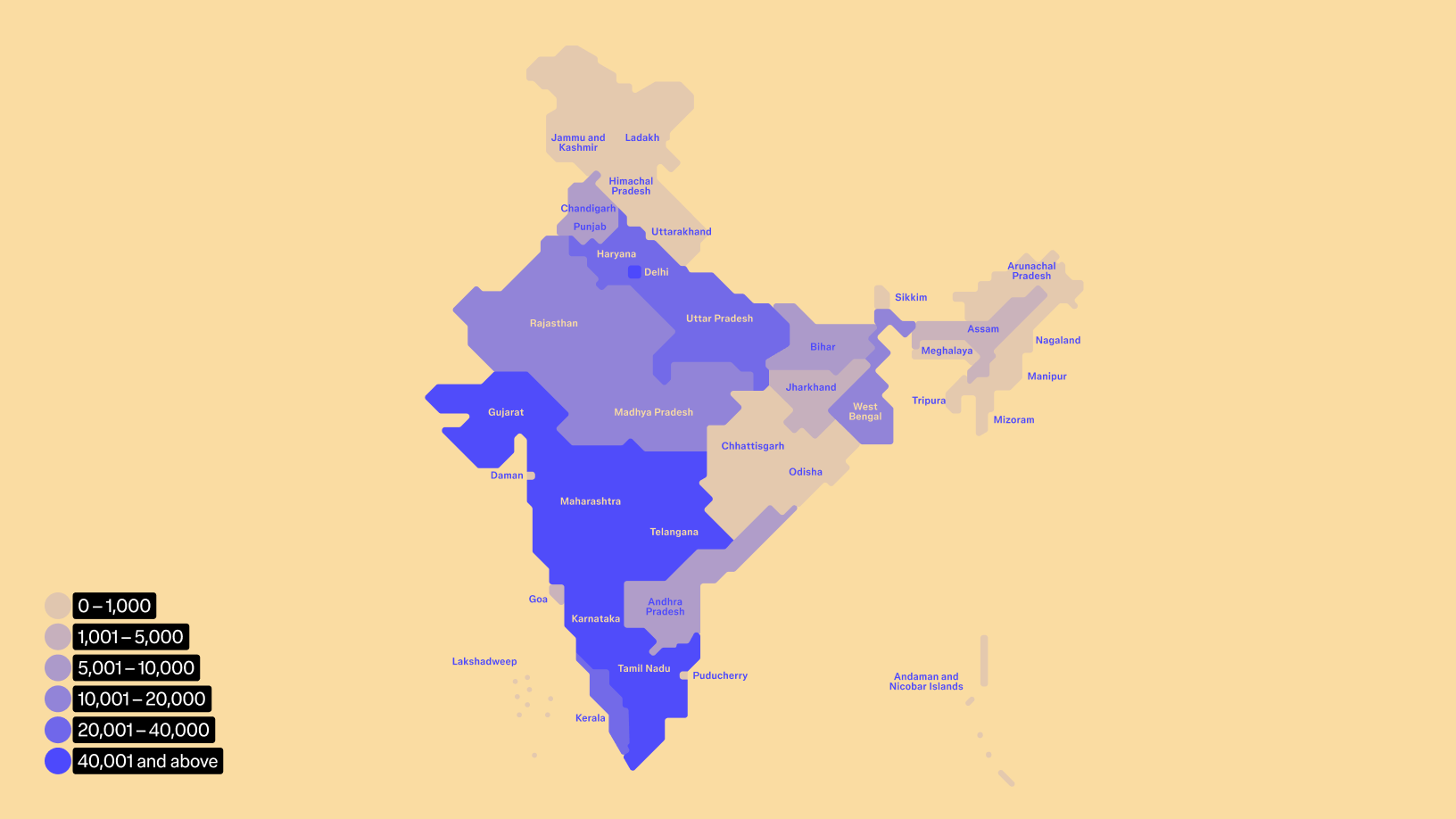 A map of India showing active Figma users across India’s official states and Union Territories