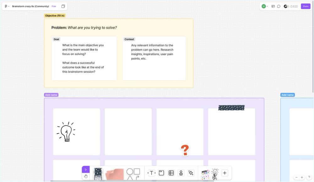 A screenshot of a crazy 8s game template in the Figma Community. 