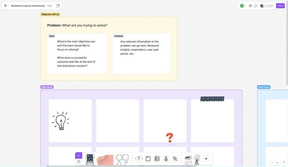 A screenshot of a crazy 8s game template in the Figma Community.