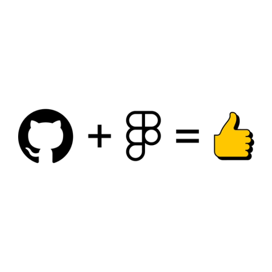 Github logo with a plus sign and the figma logos equals a thumbs up emoji