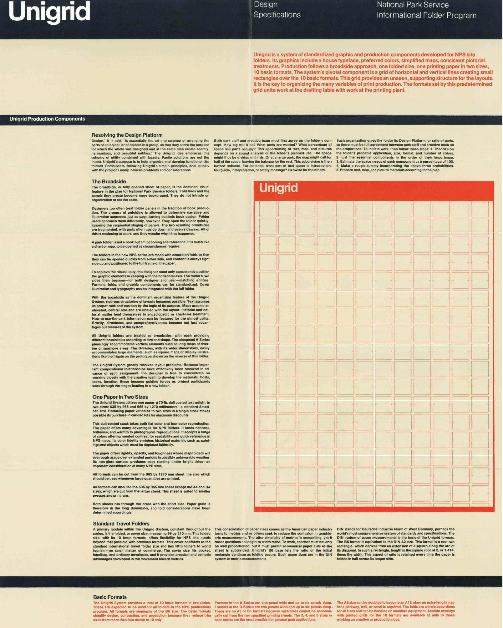Unigrid brochure showing exemplary text and images laid out in a grid