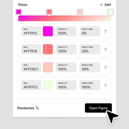 Multicolor linear gradient editor with three adjustable color stops transitioning from blue to yellow to green.