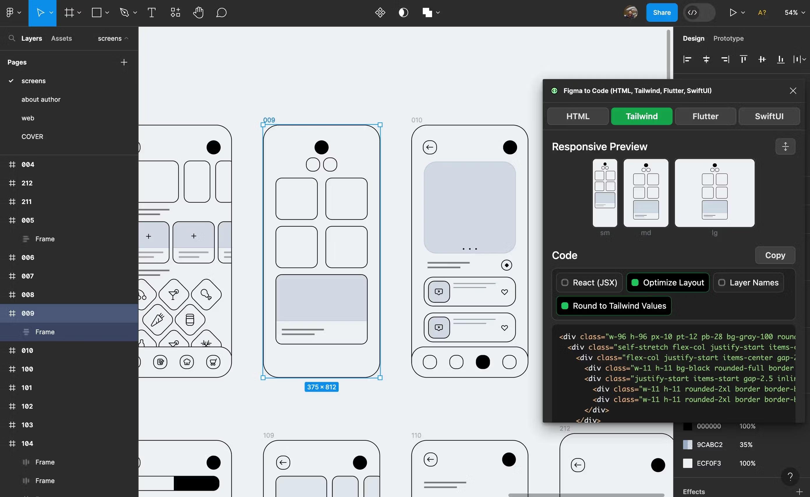 Screenshot of Figma to Code