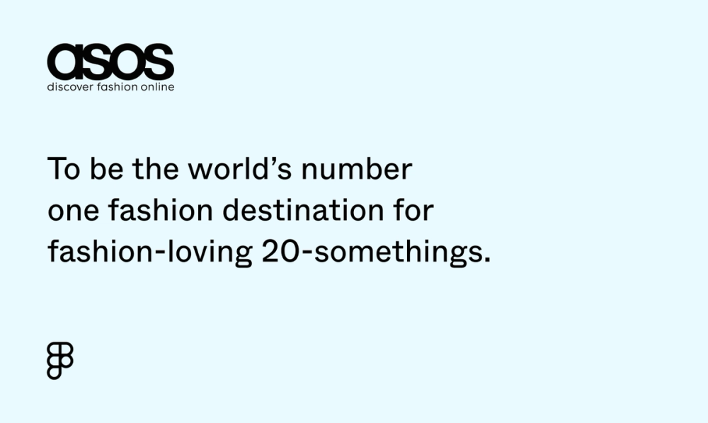 ASOS’ vision statement: to be the world’s number one fashion destination for fashion-loving 20-somethings