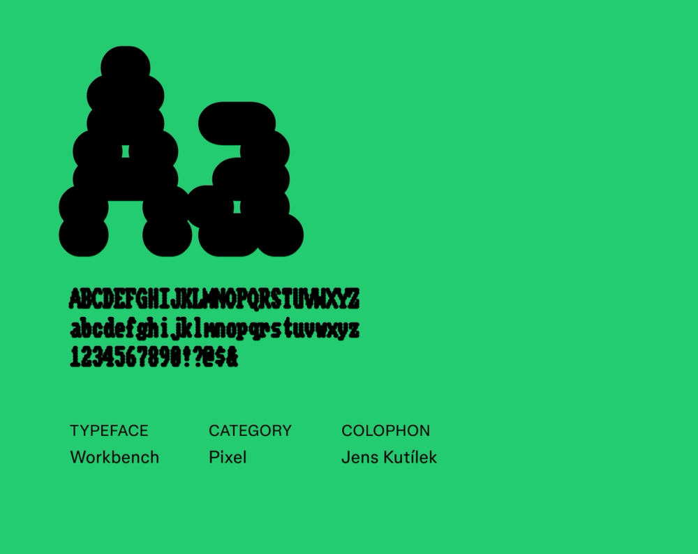 Workbench futuristic font example.