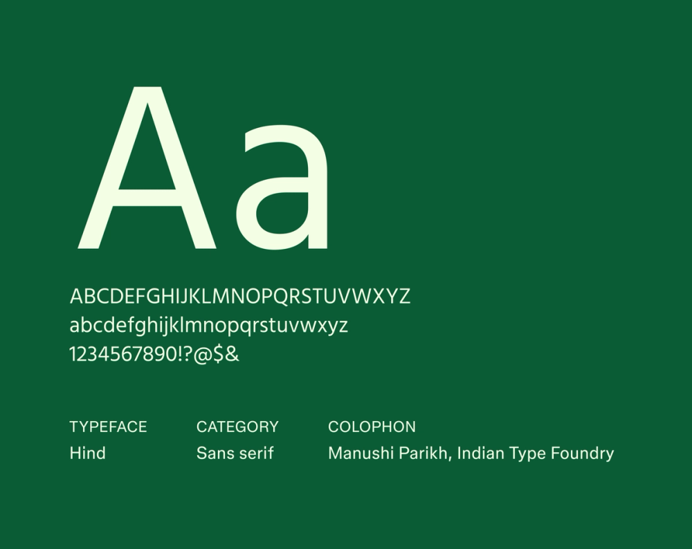 Example text showing Hind font. 