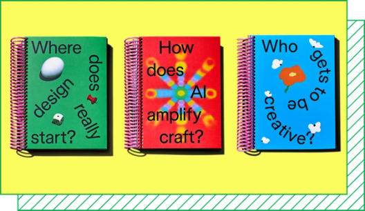 Three versions of a spiral-bound magazine with green, red, and blue covers