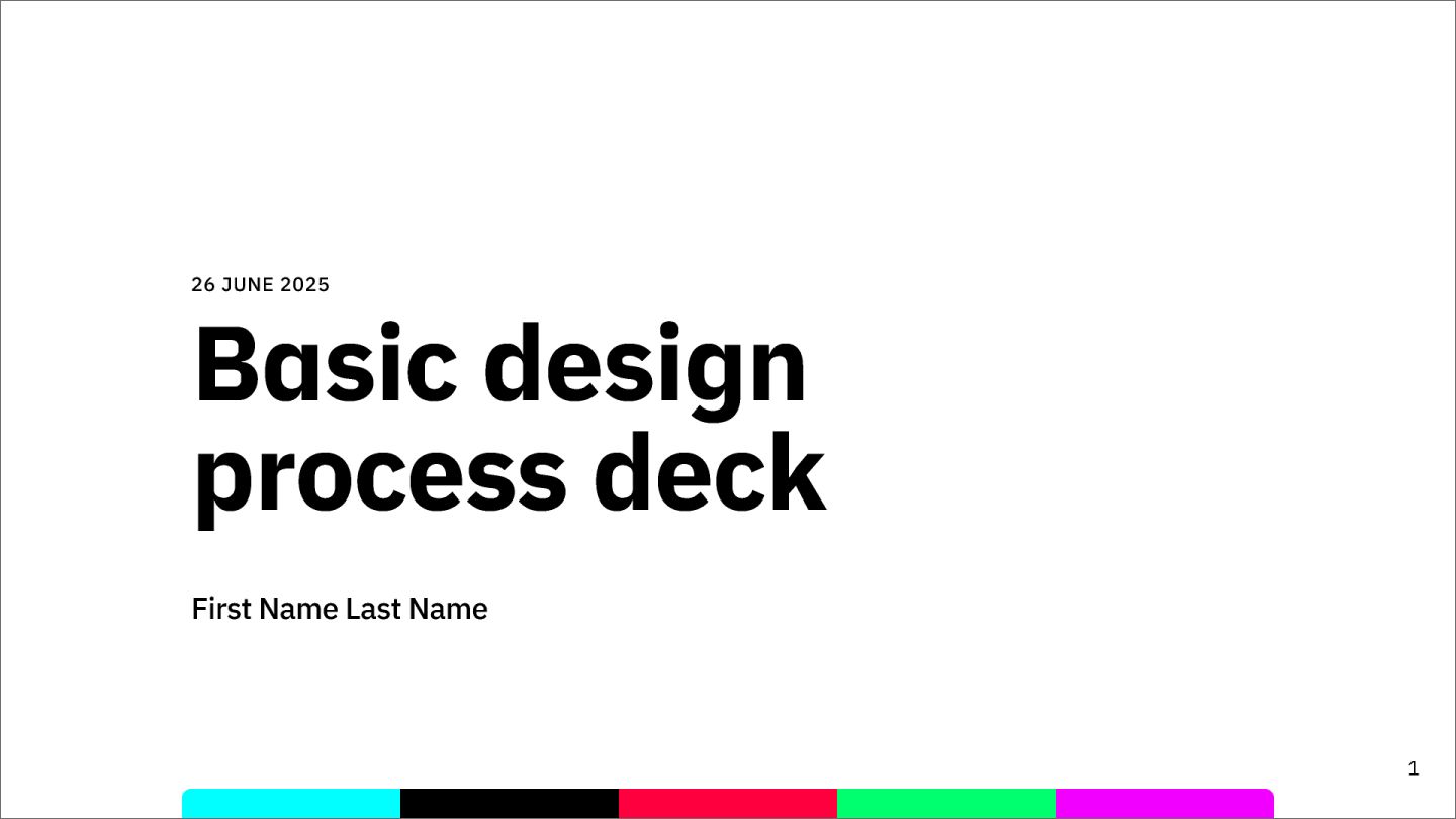 A basic design process pitch deck.