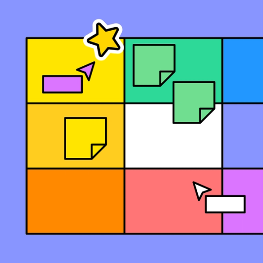 lotus diagram with FigJam sticky notes and mouse cursors