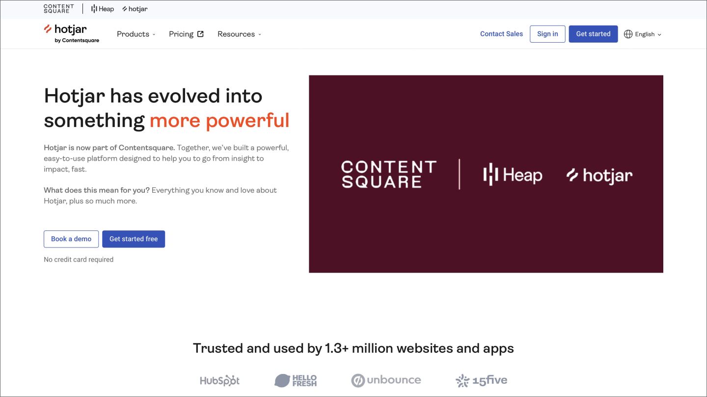 Screenshot of Hotjar’s home page