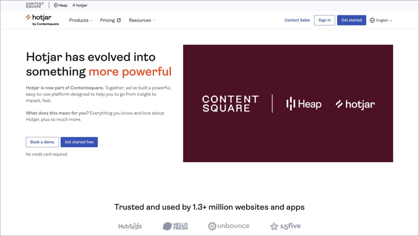 Screenshot of Hotjar’s home page