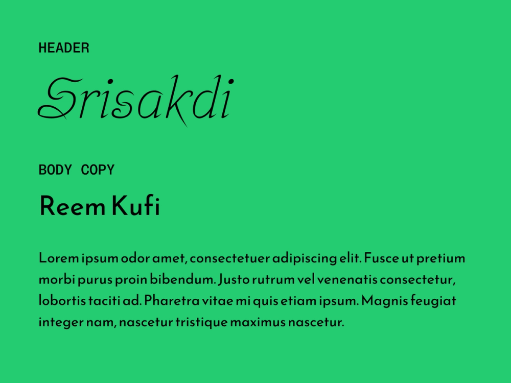 Srisakdi and Reem Kufi wedding font pairing