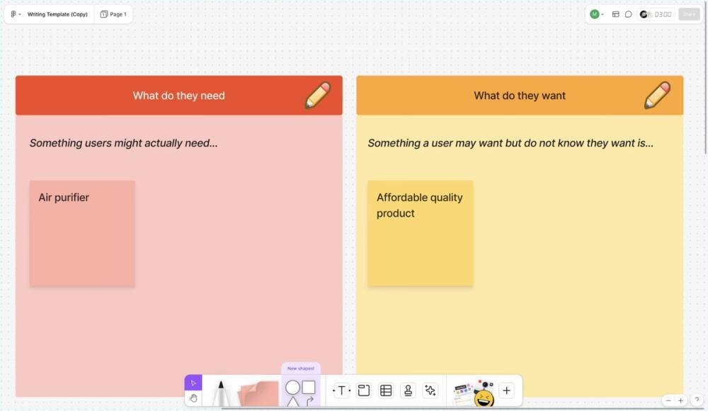 A screenshot of a free writing activity template in the Figma Community.