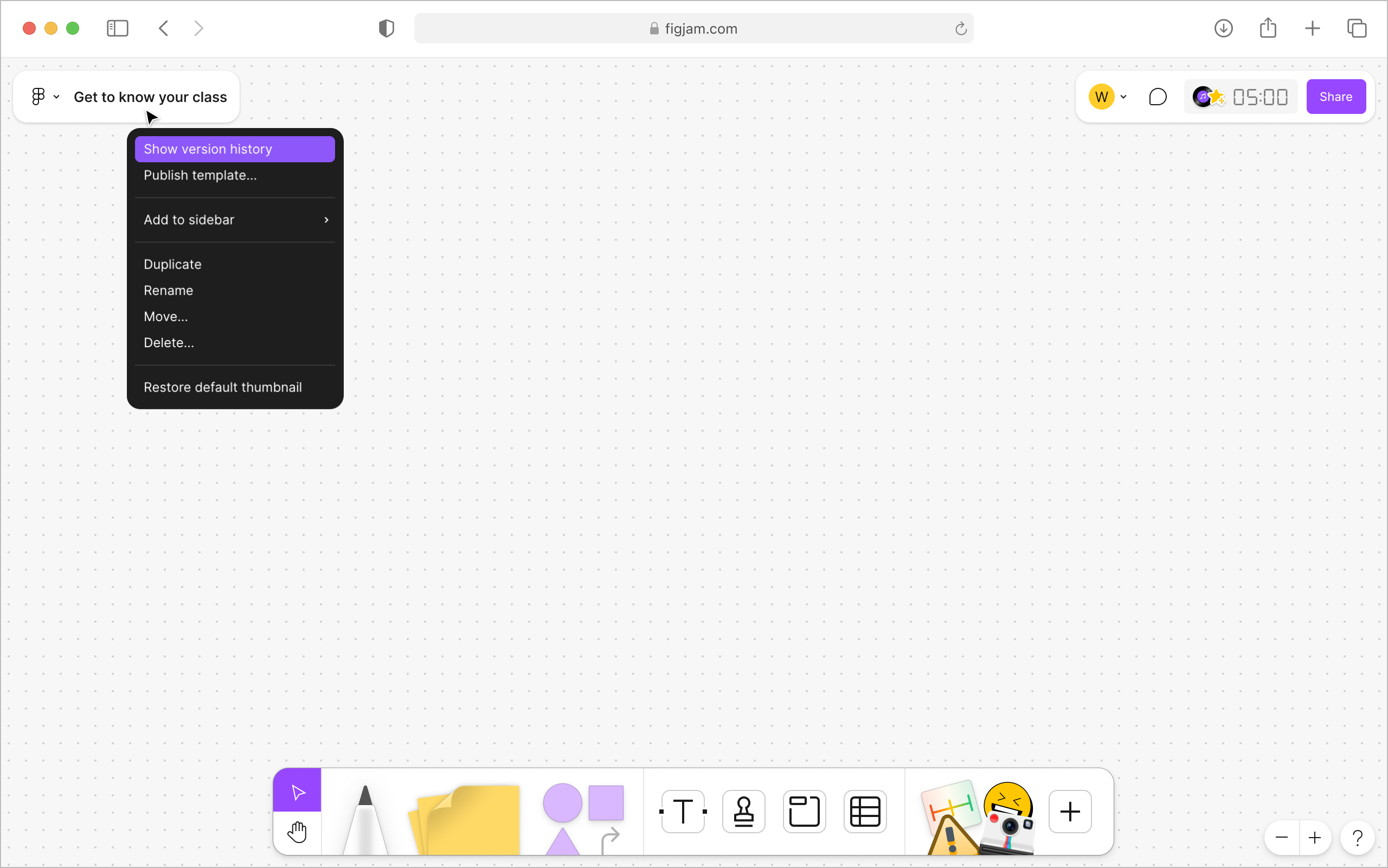 Historique des versions dans FigJam