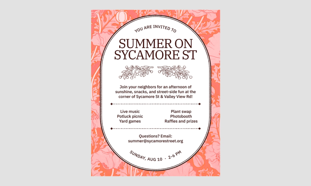 Floral party invitation free flyer template.