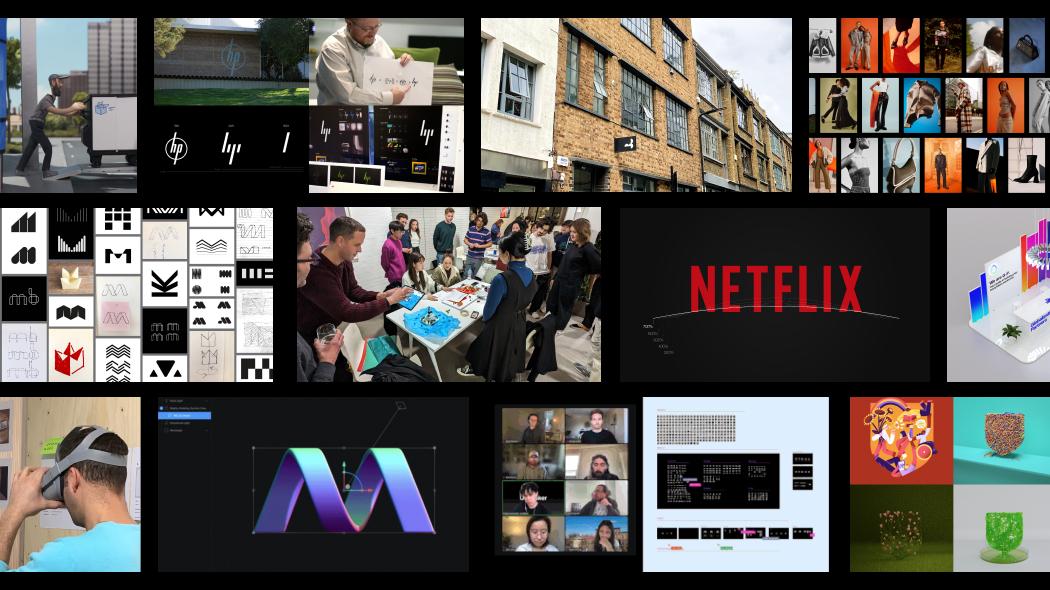 Collage image of Moving Brands designs and collaboration