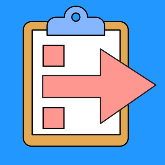 clipboard with arrow on piece of paper