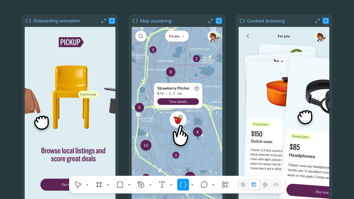 Design together with code layers on the canvas
