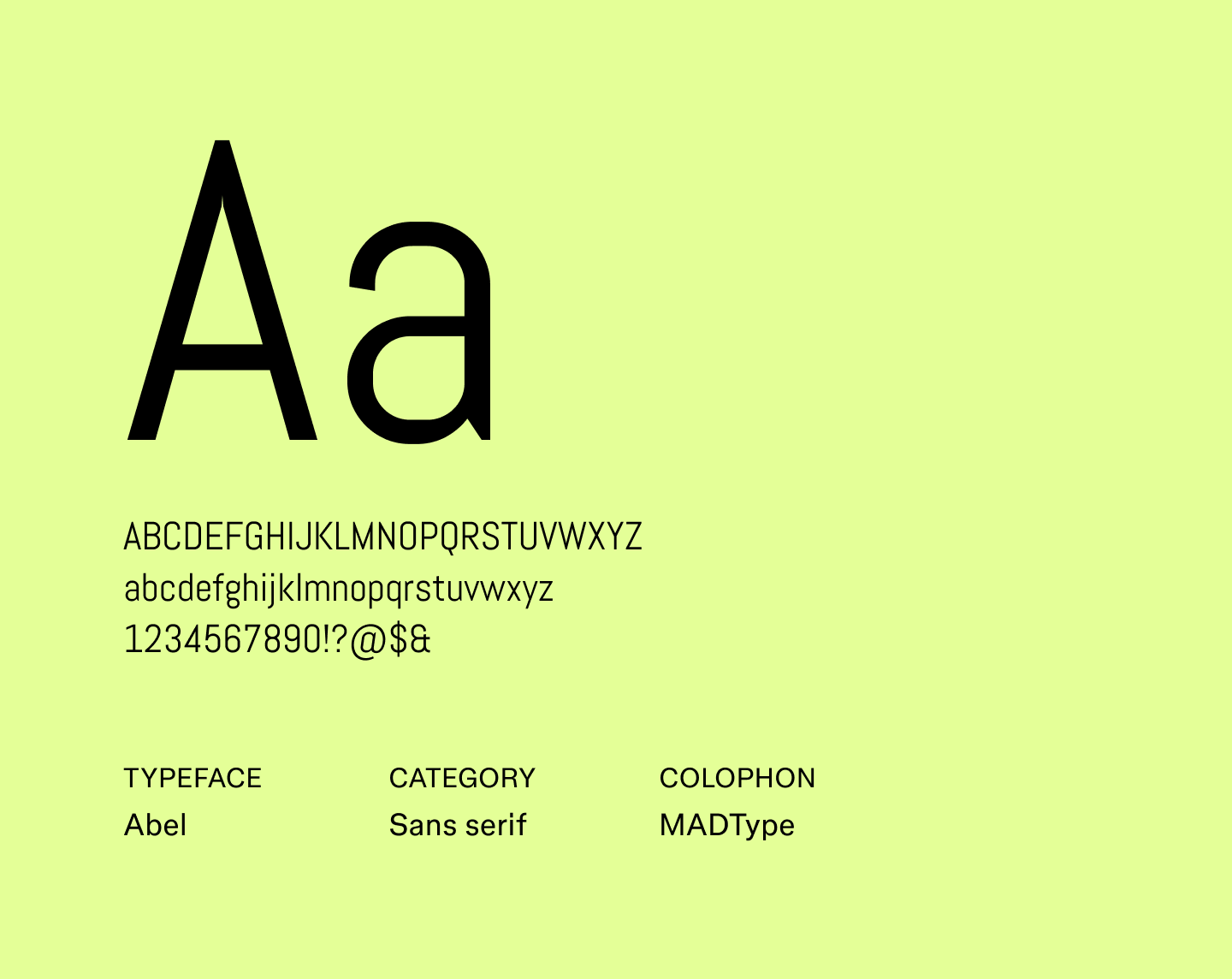 Example text using the sans serif font Abel.