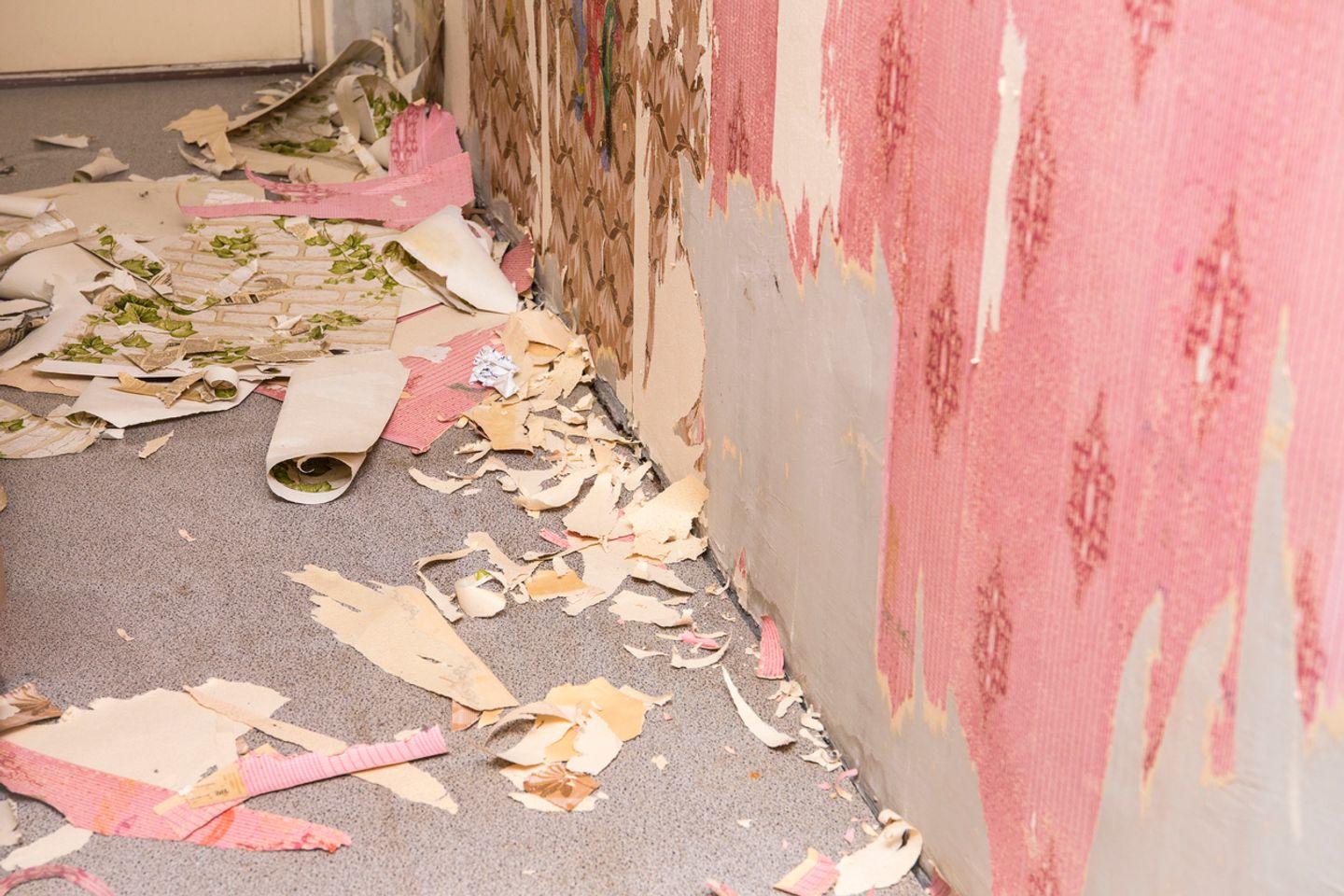 bits of wallpaper removed off the wall