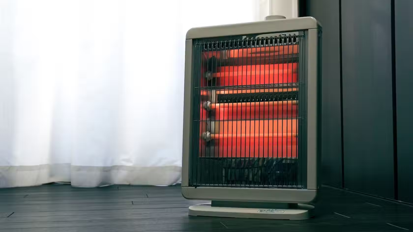 An electric heater turned on high