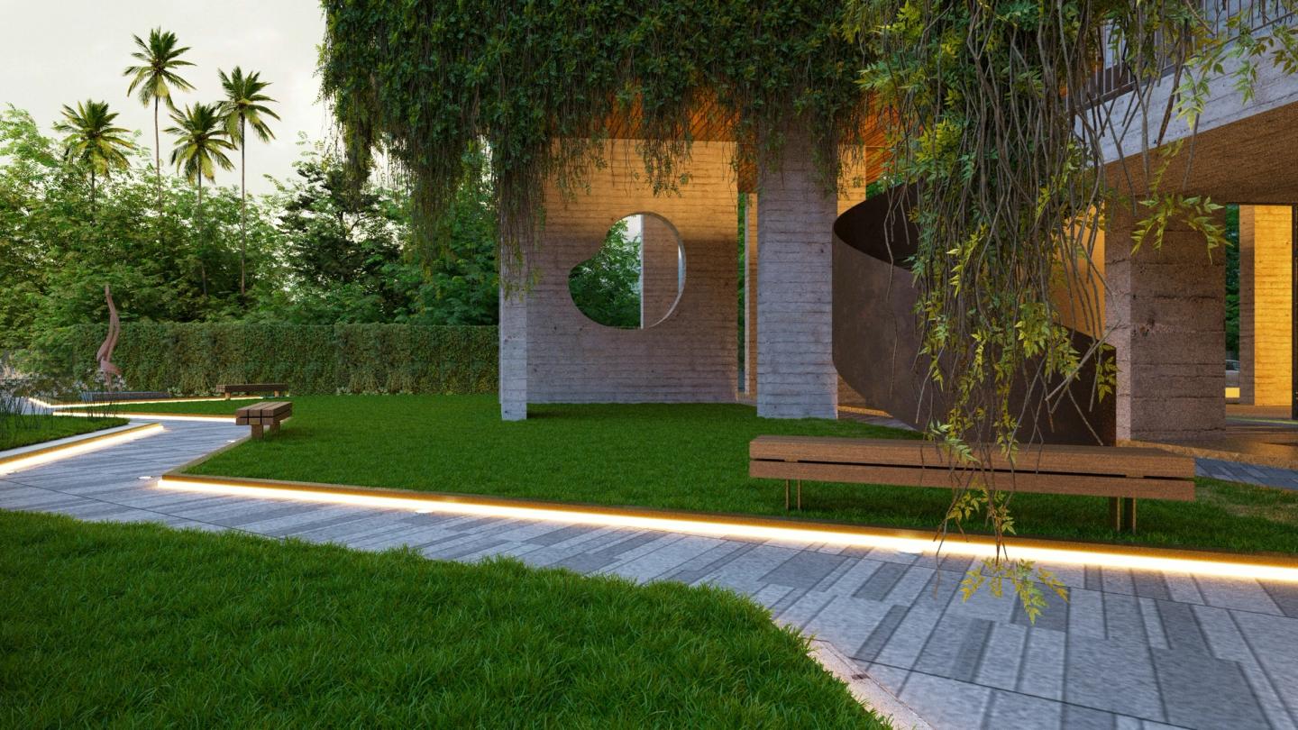 close up of finished path