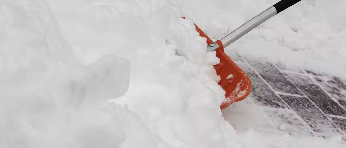 Snow being shovelled