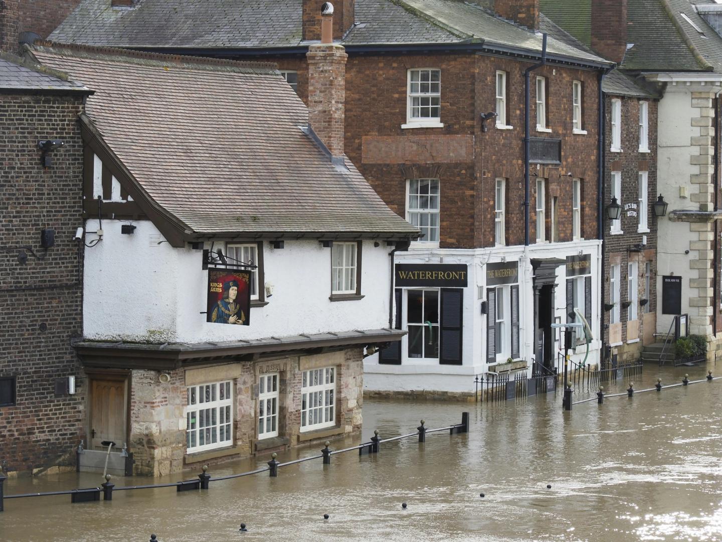 Flooded UK town.