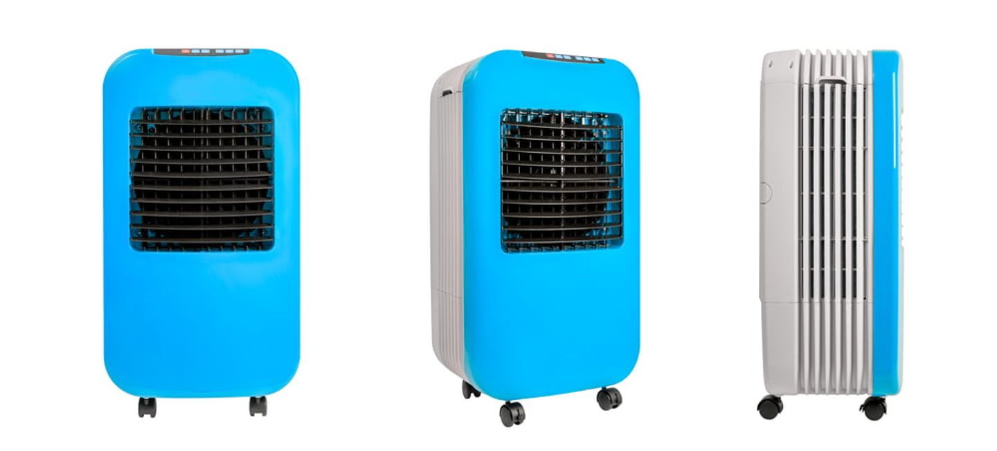 blue portable evaporative cooler
