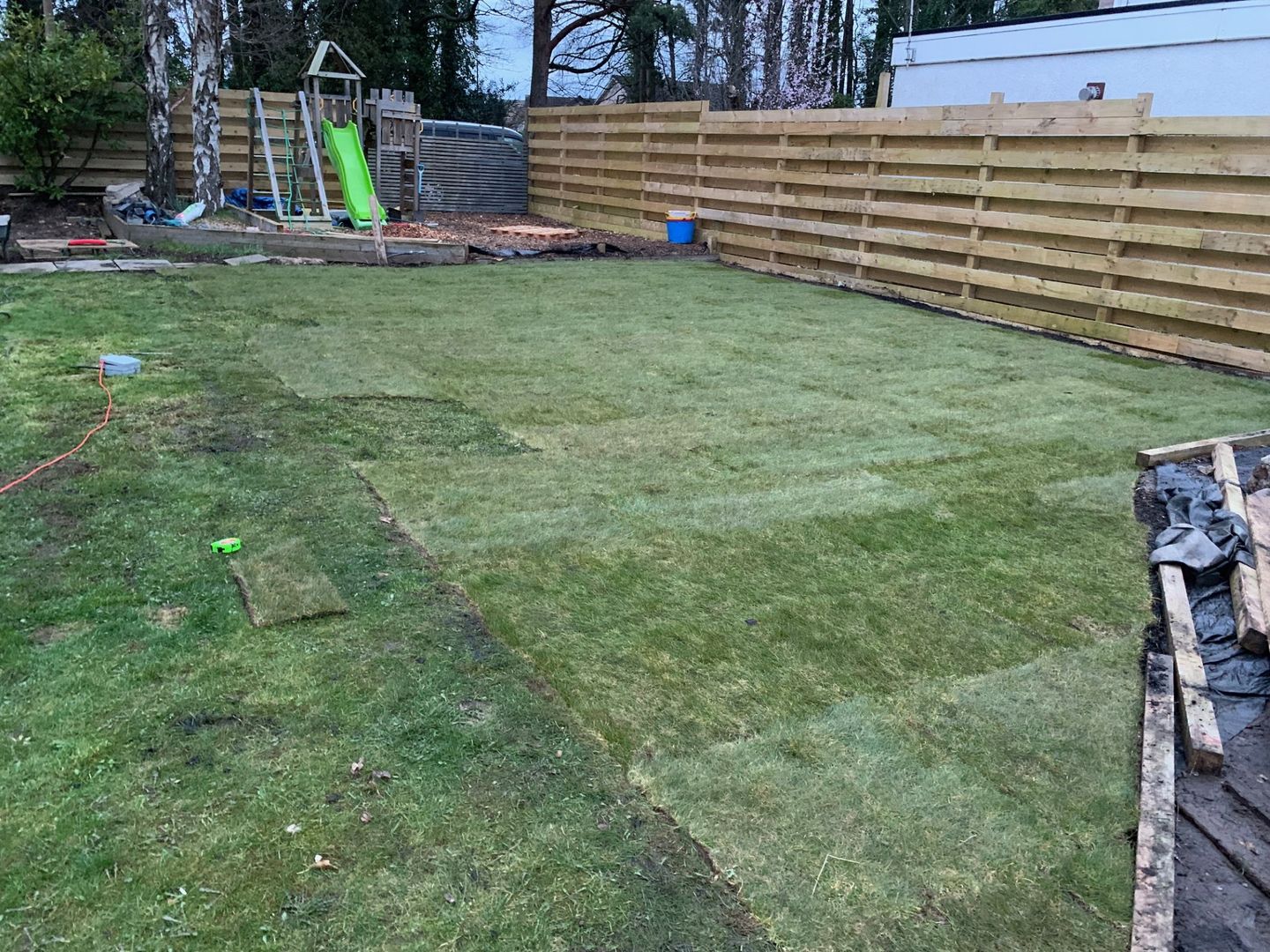 Freshly turfed lawn