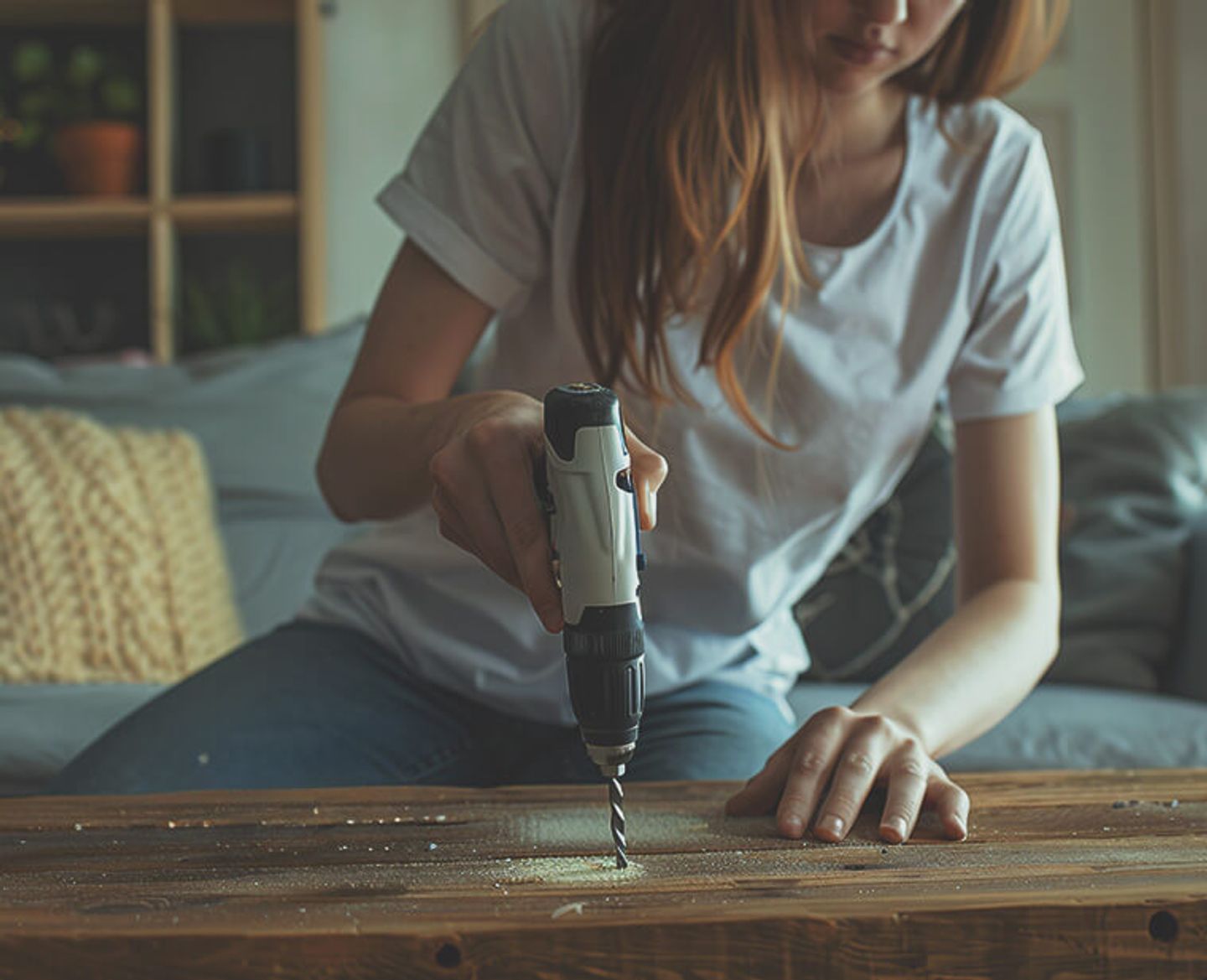 drilling wooden counter top
