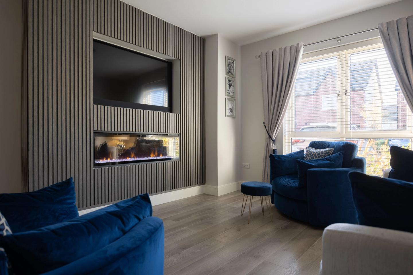 decorative wooden panels in the living room
