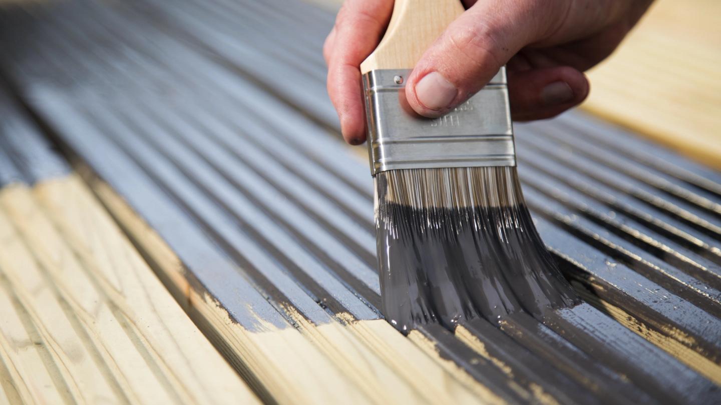 Ronseal gray paint brush