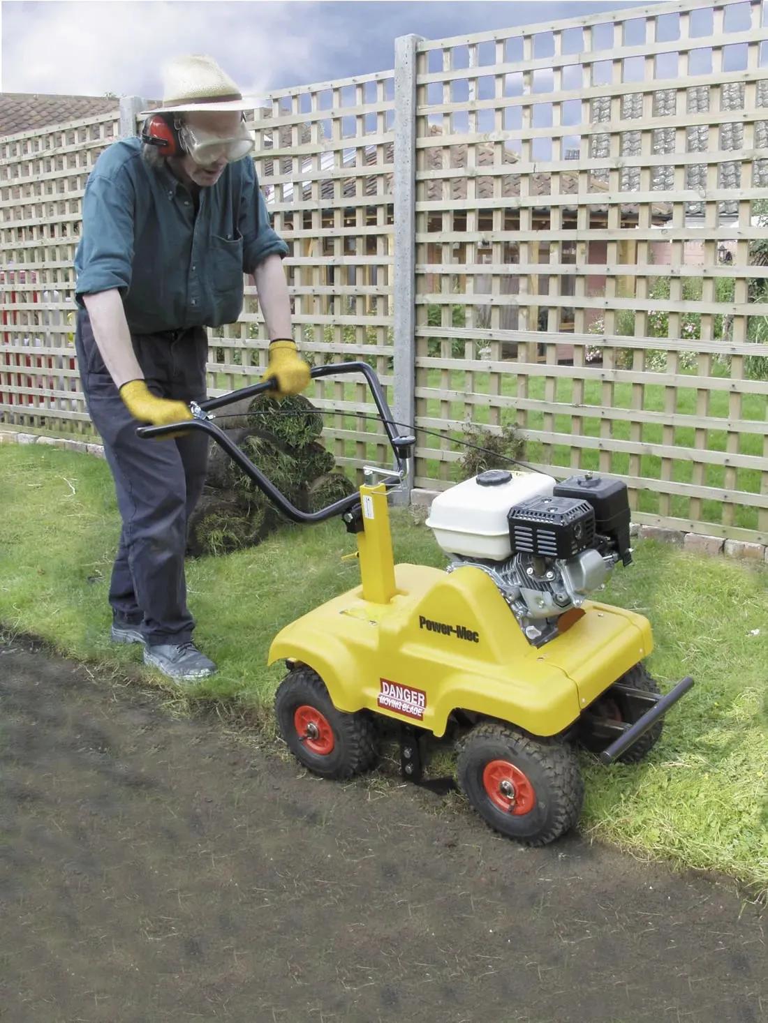 Turf cutter in use