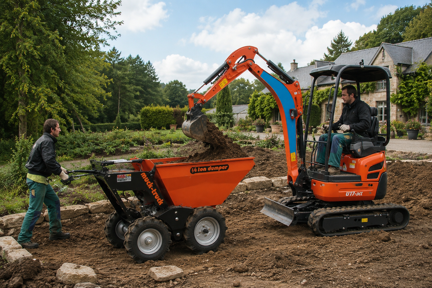 Mini dumper and mini digger