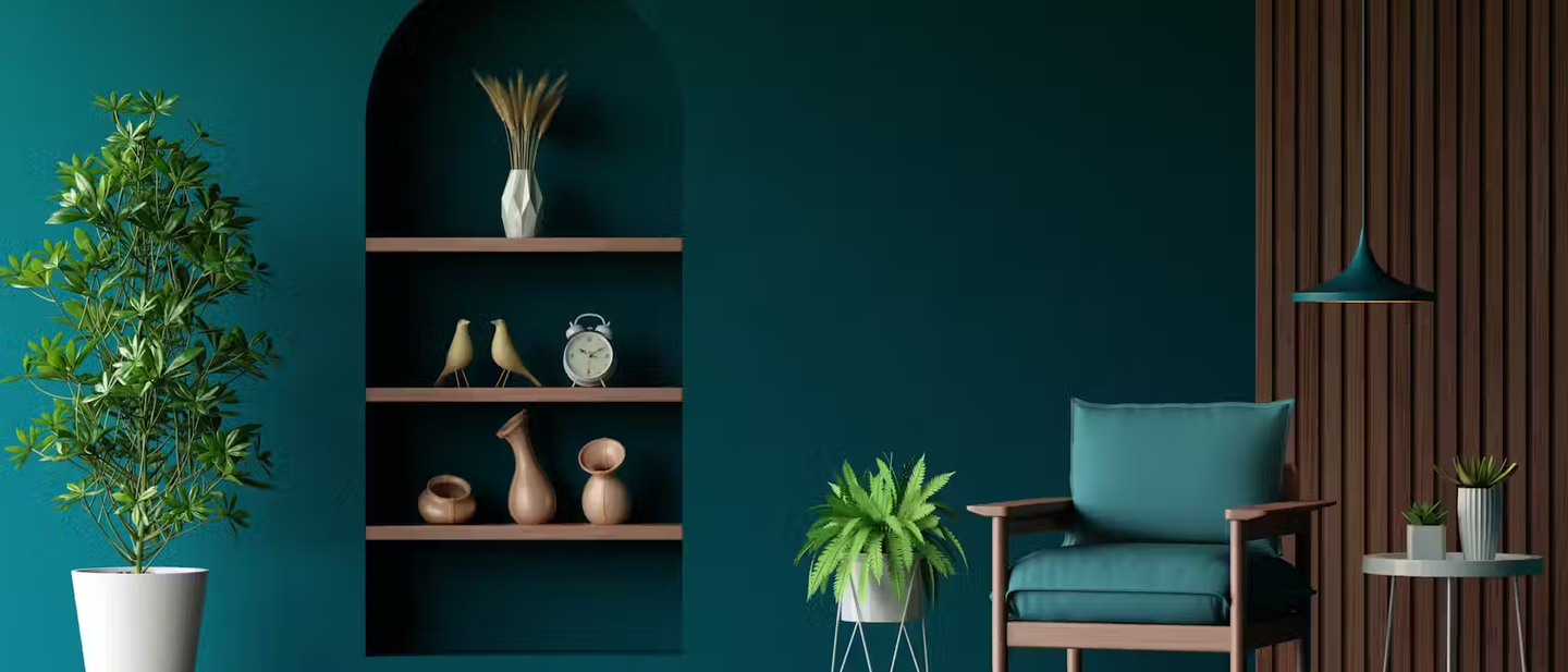 A modern designed living space decorated in green