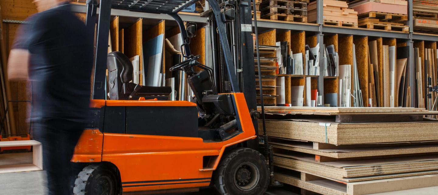 forklift in a warehouse