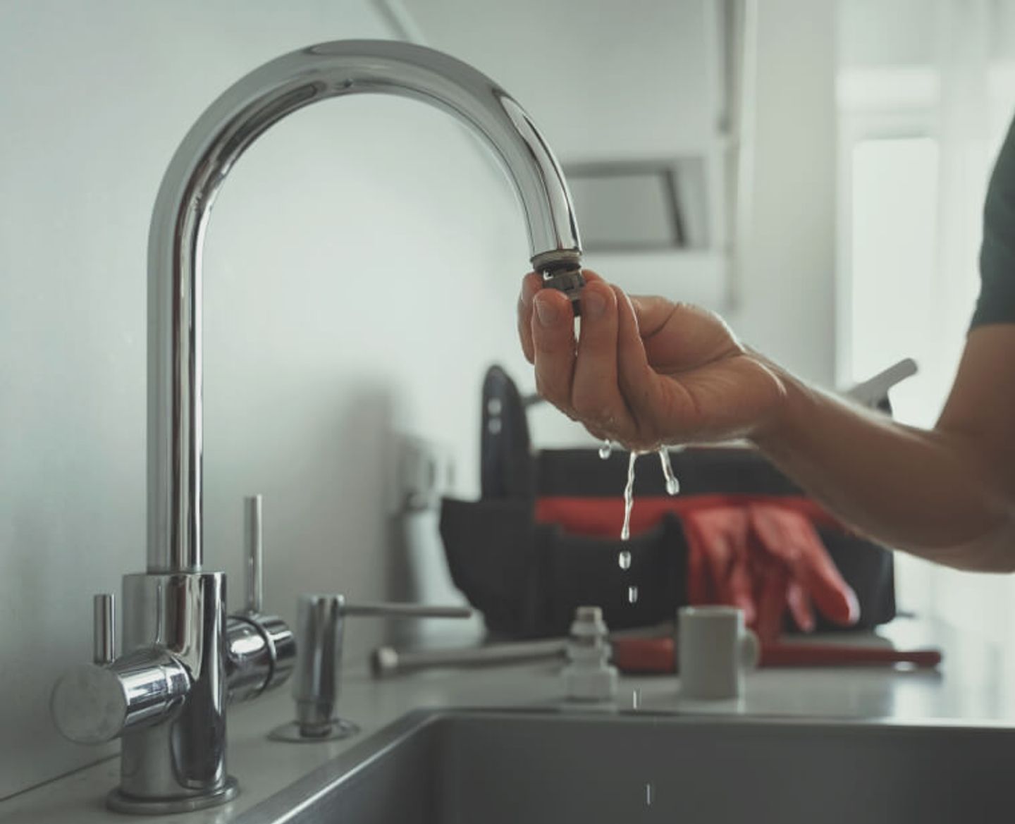 Chrome bathroom taps on a white basin