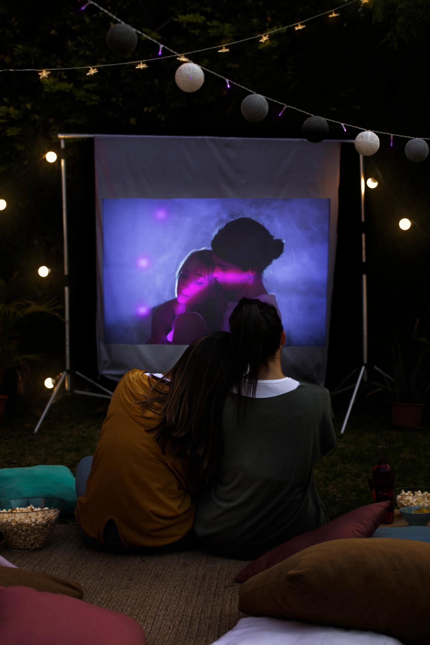 Outdoor cinema in the garden