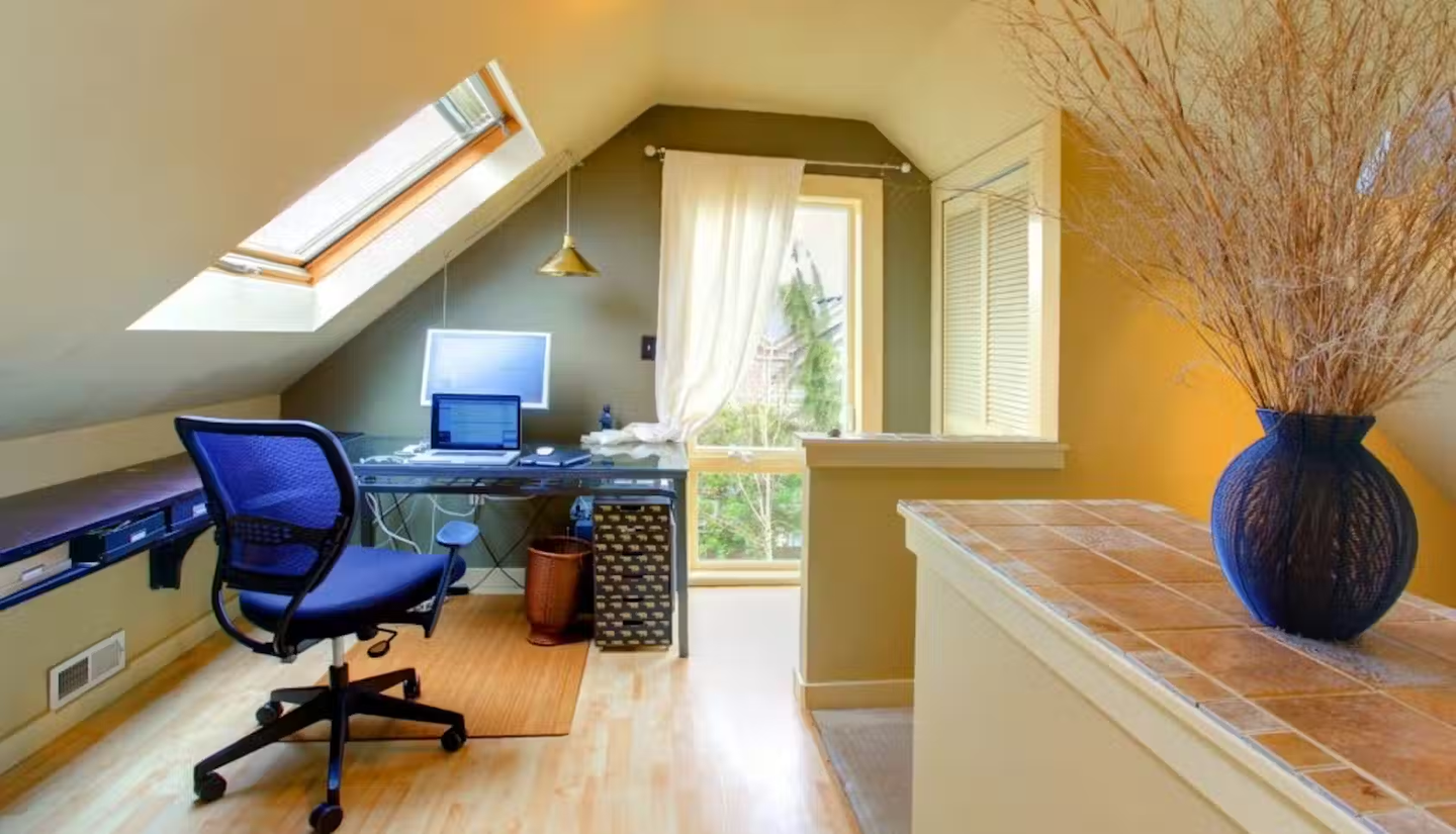 A home office set up in the loft.
