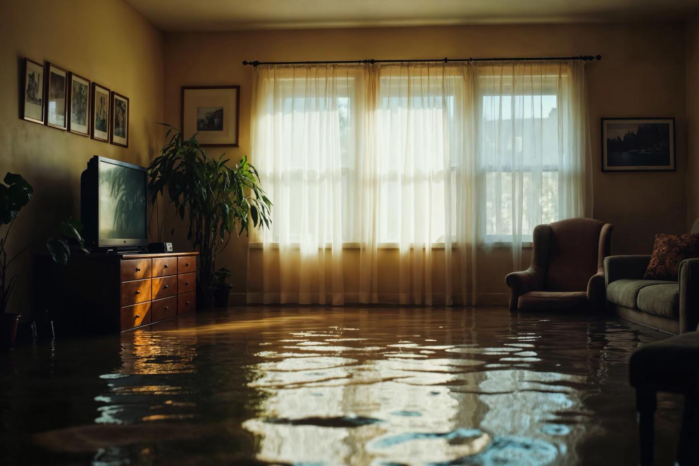 A flooded house.