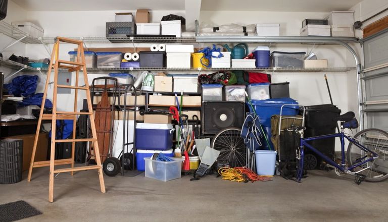 a storage space in the garage