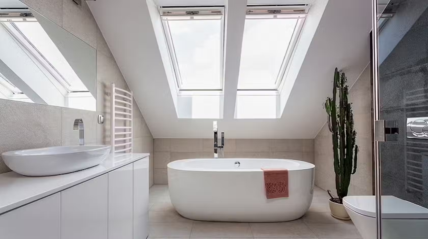 Modern white bathroom.