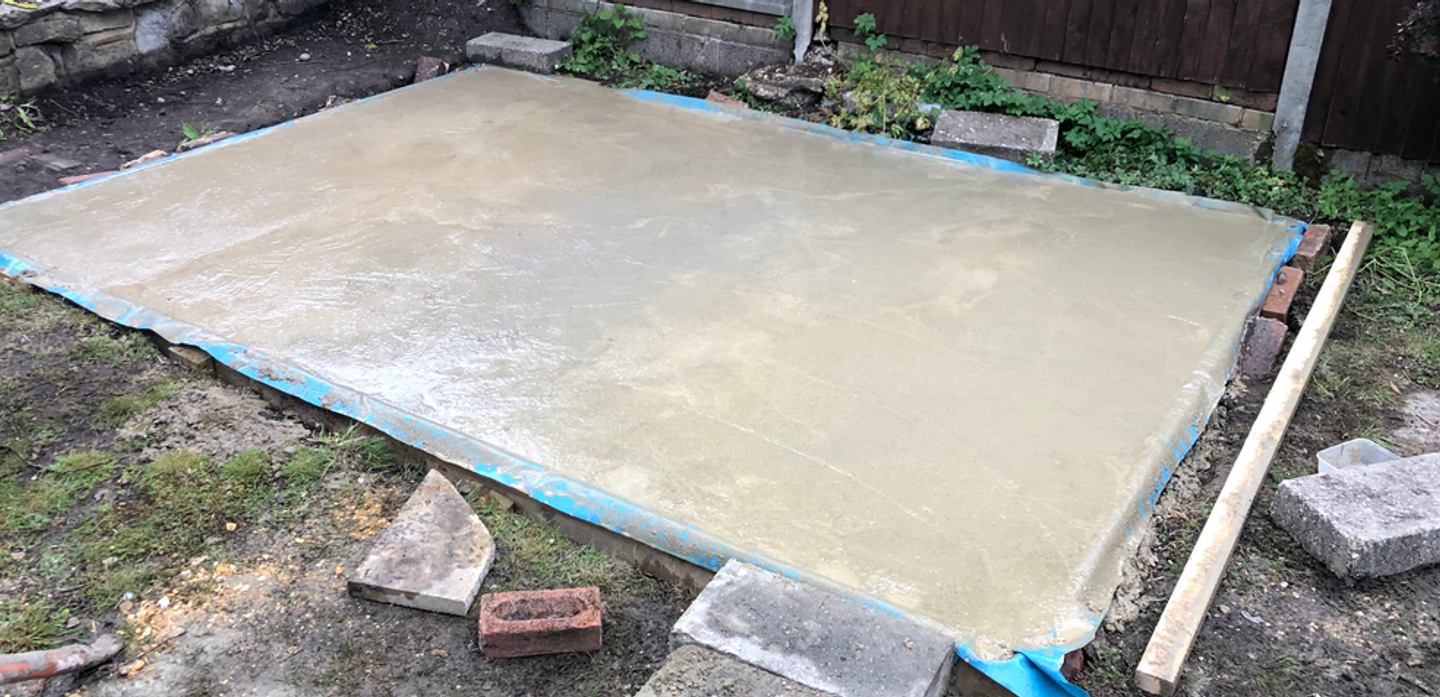 laying concrete base