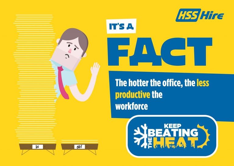 HSS informational banner on the productivity in offices during the hot weather